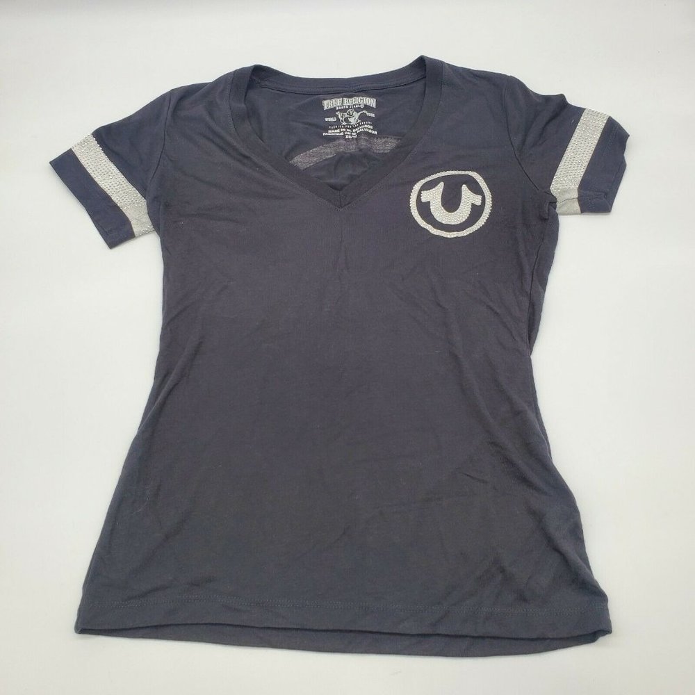 True Religion Women's Gray V-Neck Top